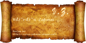 Vörös Zakeus névjegykártya